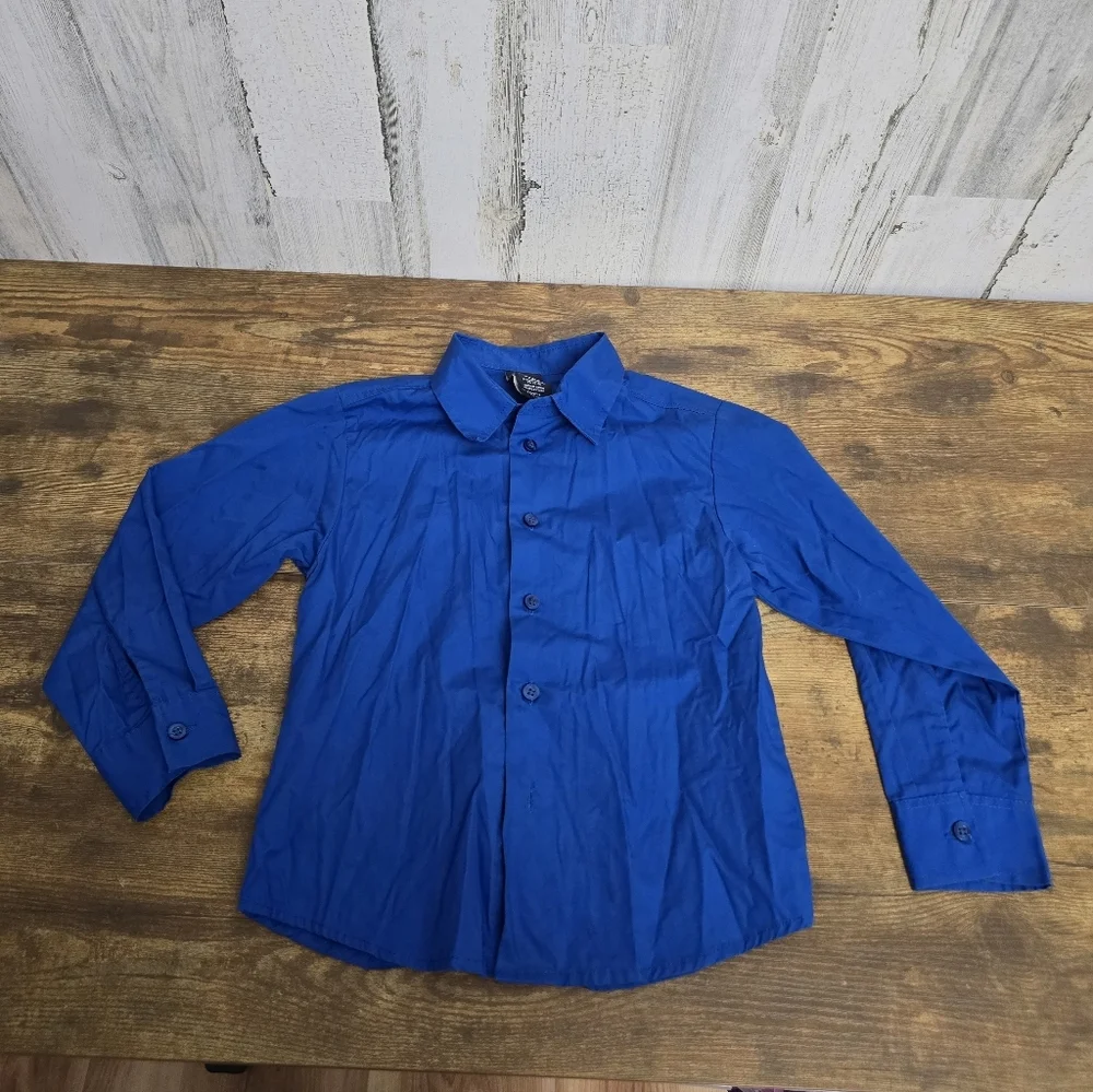 Nautica Boys Vibrant Blue Long Sleeve Button Down Shirt Size 7